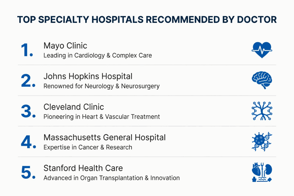 Top Specialty Hospitals Recommended by Doctors